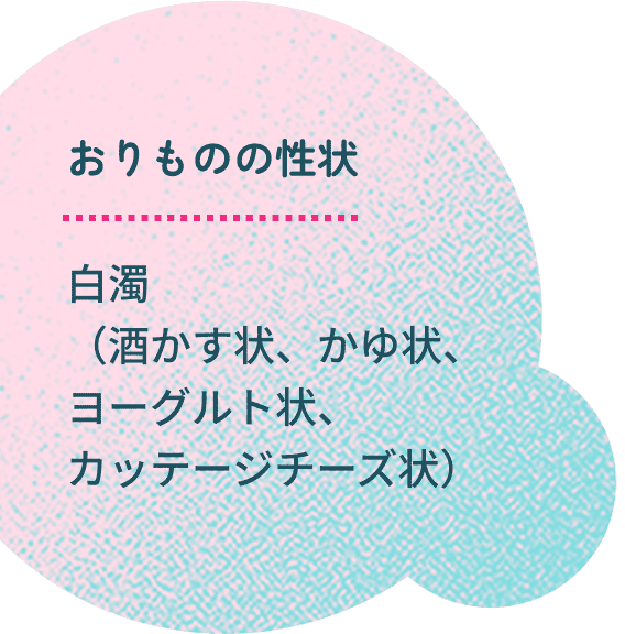 おりものの性状｜白濁（酒かす状、かゆ状、ヨーグルト状、カッテージチーズ状）